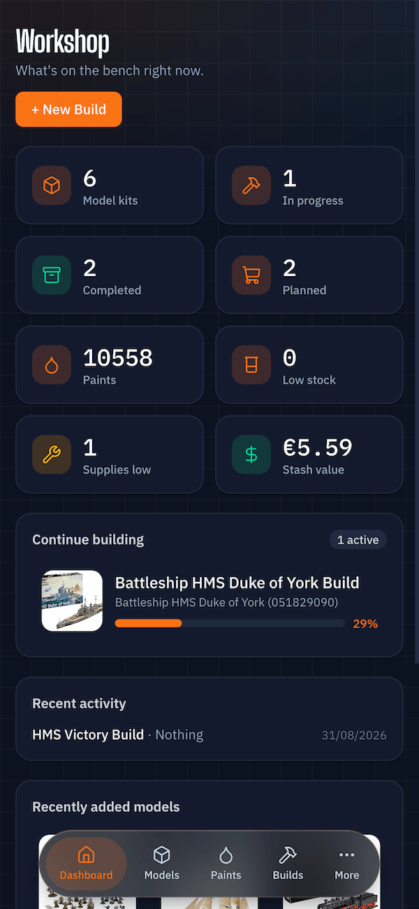 Dashboard on mobile